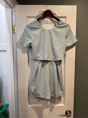 Do + Be women’s Light Blue Lace-Trim romper Dress size SMALL